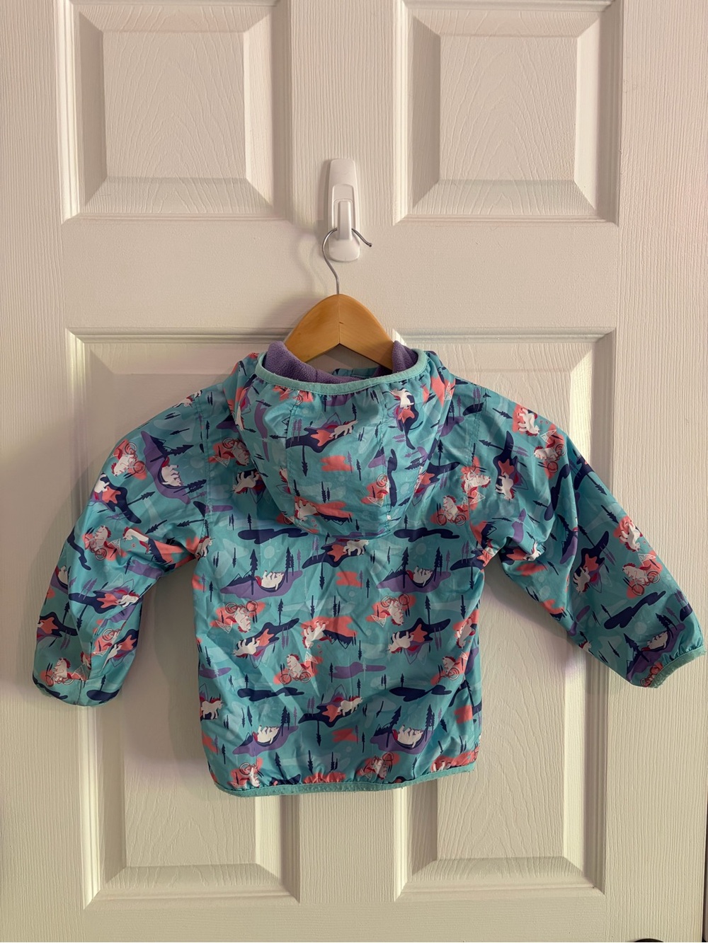 Columbia Toddler Girls 3T Reversible Purple Fleece & Unicorn Windbreaker